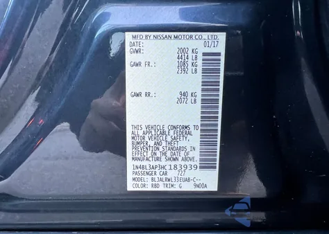 2017 Nissan Altima 3.5 Sl from USA, damaged, VIN 1N4BL3AP3HC183939